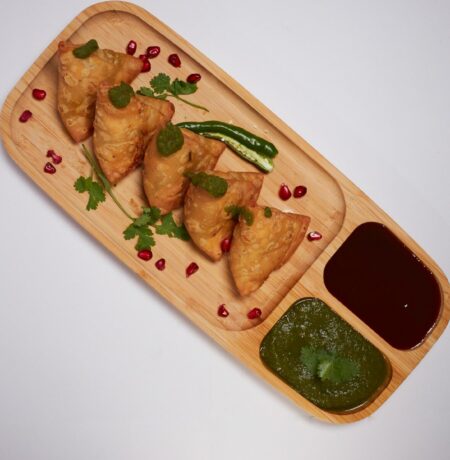 brown wooden tray with food